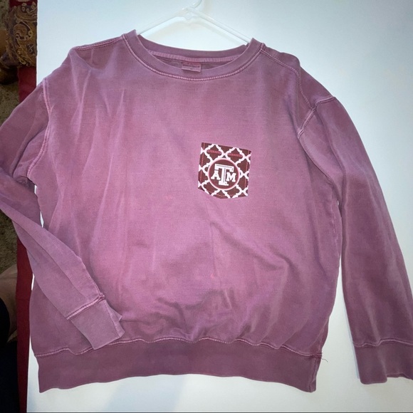 Texas A&M Mauve Crewneck Sweatshirt Washed Cotton Sz M - Picture 5 of 10